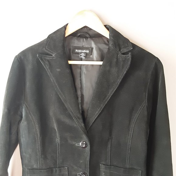 Atmosphere Women's Black Suede Leather Jacket Blazer Size Large - Picture 2 of 16